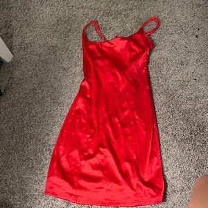 Red body con mini dress